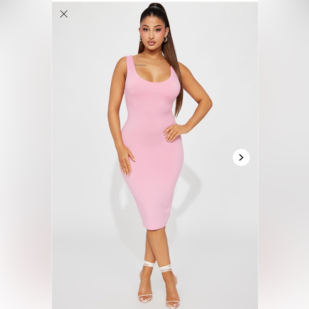 Scooped Pink Sleeveless Dress
